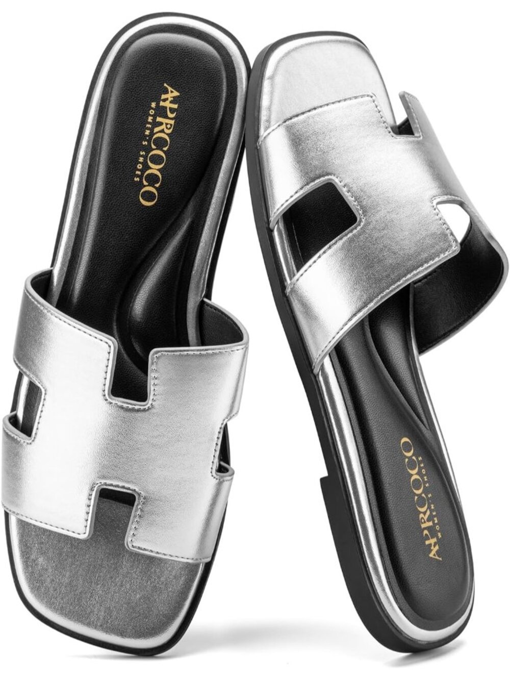 🆕Women's Silver Flat Sandals Dressy Classic Summer Beach Vacations Sandals